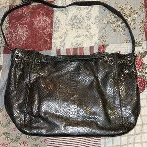 Michael Kors large silver snakeskin satchel handbag